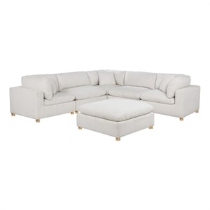 Best Quality Furniture Modular 6 Piece Sectional in Cream Boucle Fabric