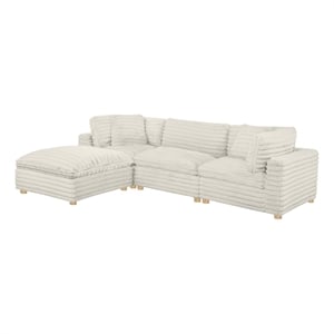 Best Quality Furniture Modular 4 Piece Sectional in Beige Velvet Corduroy