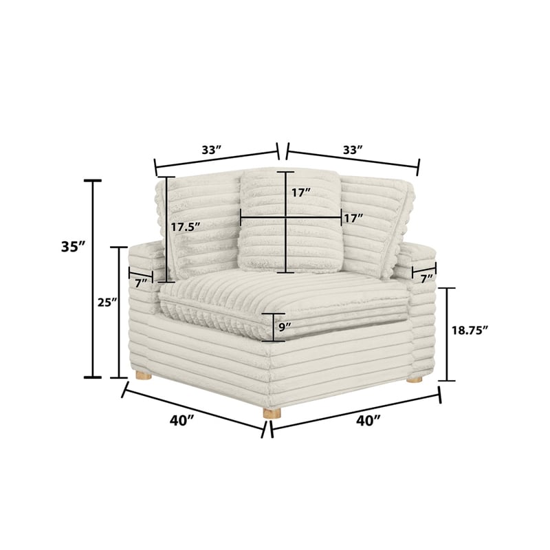 Best Quality Furniture Modular 5 Piece Sectional in Beige Velvet Corduroy