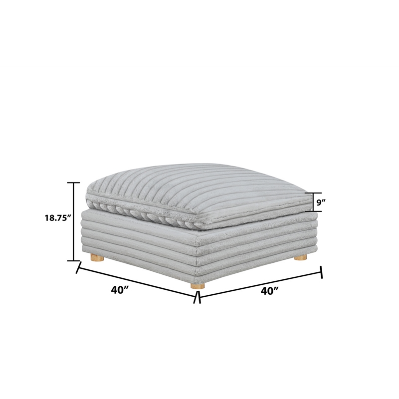 Best Quality Furniture Modular 6 Piece Sectional in Light Gray Velvet Corduroy