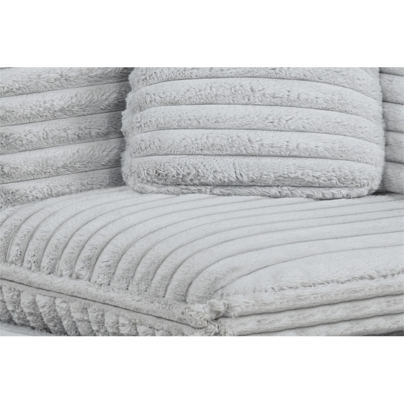 Best Quality Furniture Modular 6 Piece Sectional in Light Gray Velvet Corduroy
