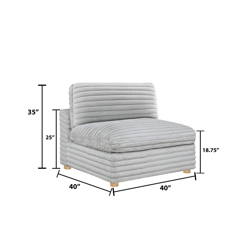 Best Quality Furniture Modular 6 Piece Sectional in Light Gray Velvet Corduroy