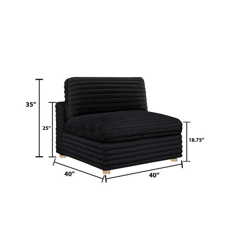 Best Quality Furniture Modular 6 Piece Sectional in Black Velvet Corduroy