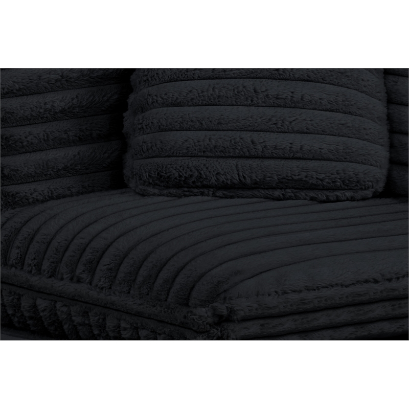 Best Quality Furniture Modular 6 Piece Sectional in Black Velvet Corduroy