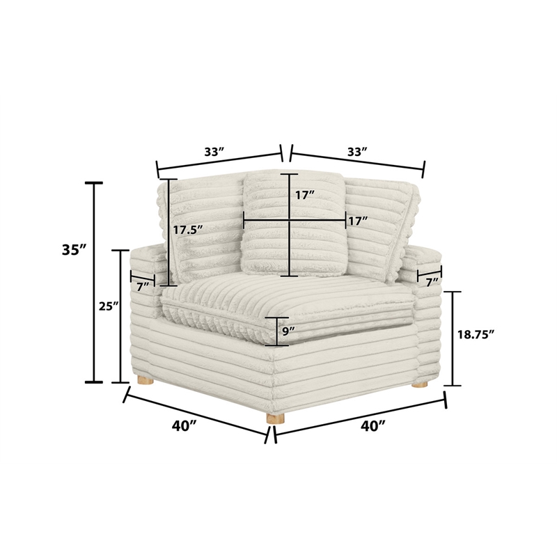 Best Quality Furniture Modular 6 Piece Sectional in Beige Velvet Corduroy