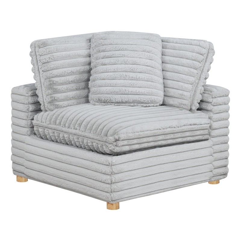 Best Quality Furniture SE08 Modular Corner Piece in Light Gray Velvet Corduroy