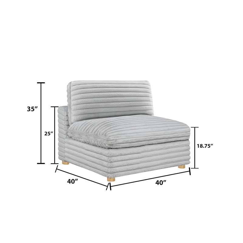 Best Quality Furniture SE08 Modular Ottoman Piece in Light Gray Velvet Corduroy