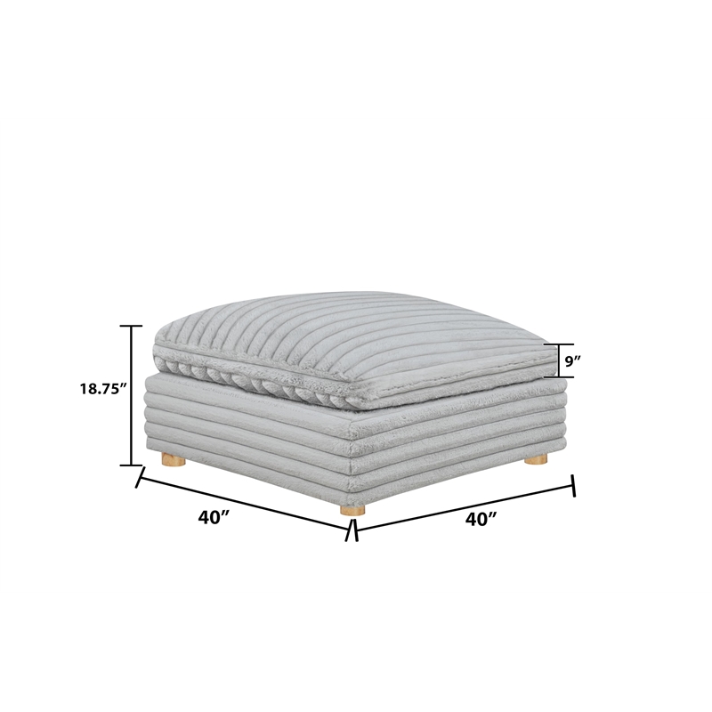 Best Quality Furniture SE08 Modular Ottoman Piece in Light Gray Velvet Corduroy