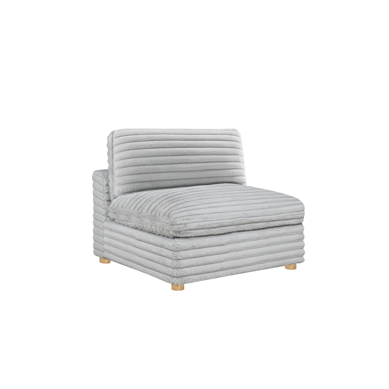 Best Quality Furniture SE08 Modular Ottoman Piece in Light Gray Velvet Corduroy