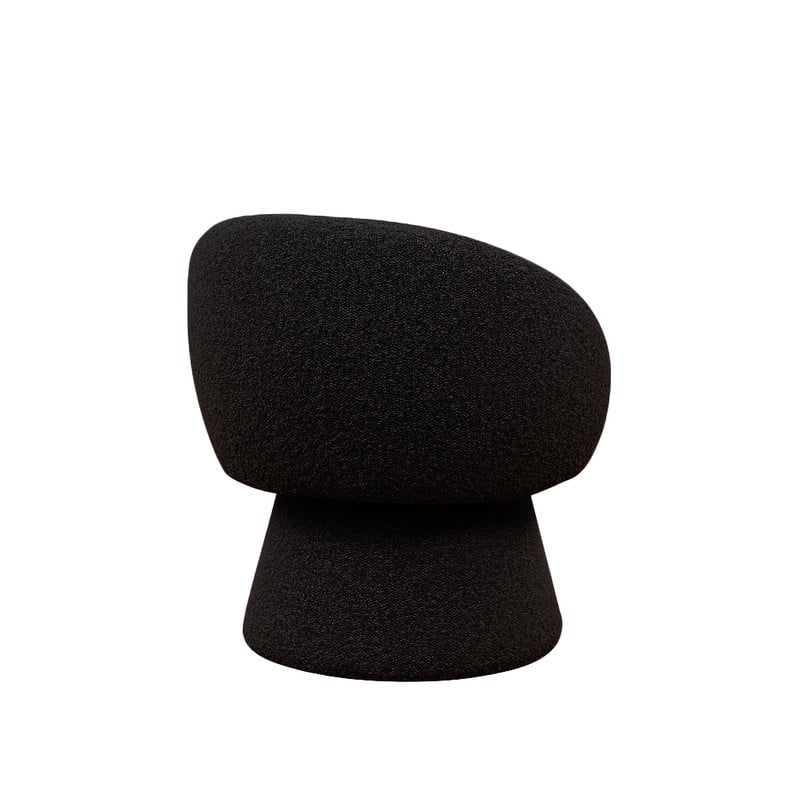 Best Quality Furniture Boucle Fabric Accent Chair with 360 Swivel in Black