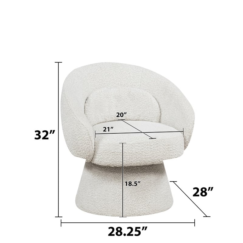 Best Quality Furniture Boucle Fabric Accent Chair with 360 Swivel in Cream