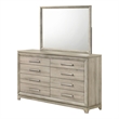 Best Quality Furniture Grey-Beige Wood 8 Drawer Dresser with Mirror