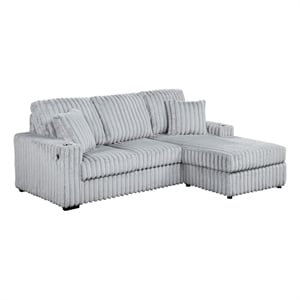 Best Quality Furniture Light Gray Corduroy Fabric Reversible Sectional with USB