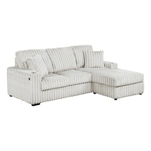 Best Quality Furniture Beige Corduroy Fabric Reversible Sectional with USB