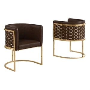 Best Quality Furniture Brown Espresso Faux Leather Leathaire Double Side Chairs