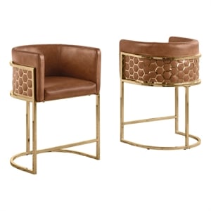 Best Quality Furniture Brown Toffee Faux Leather Leathaire Counter Stools