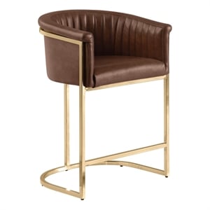 Best Quality Furniture Faux Leather Leathaire Bar Stools in Mocha Brown