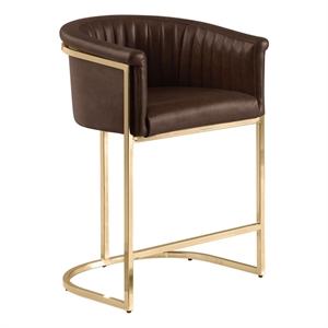 Best Quality Furniture Faux Leather Leathaire Bar Stools in Espresso Brown