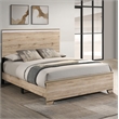 Best Quality Furniture Rustic Light Brown Oak Wood Panel Bed with LED Headboard