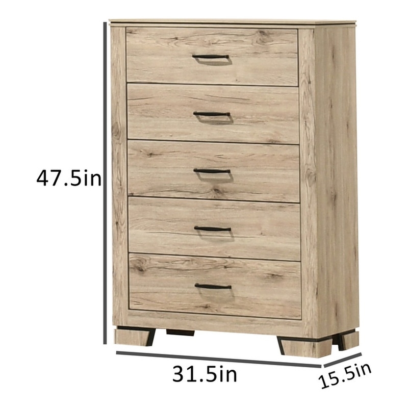 Best Quality Furniture Rustic Light Brown Oak Wood Vertical Dresser