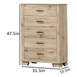 Best Quality Furniture Rustic Light Brown Oak Wood Vertical Dresser