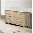 Best Quality Furniture Rustic Light Brown Oak Wood Double Dresser