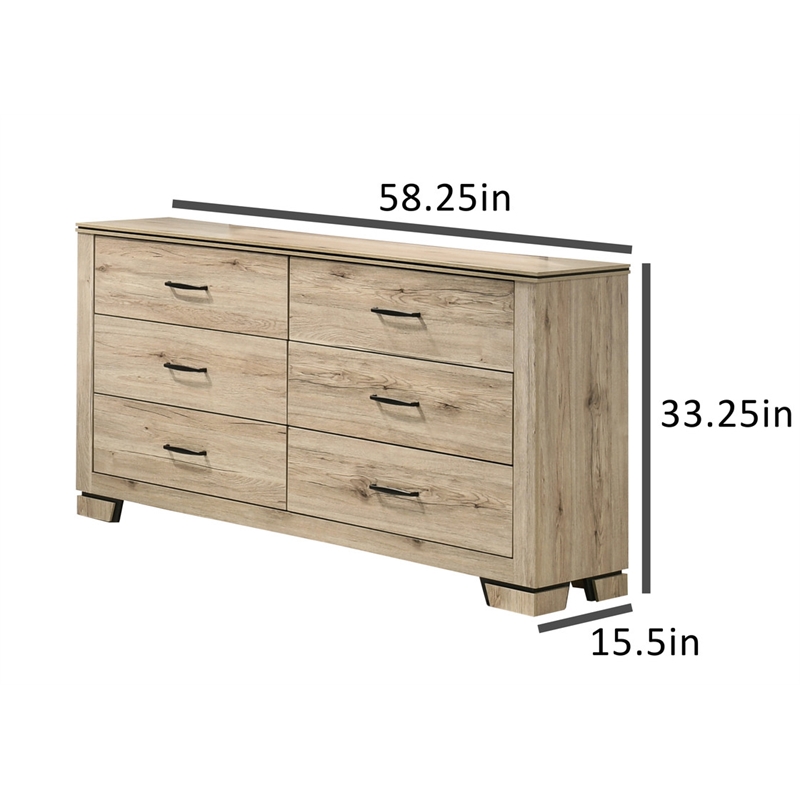Best Quality Furniture Rustic Light Brown Oak Wood Bedroom Set with LED Lighting