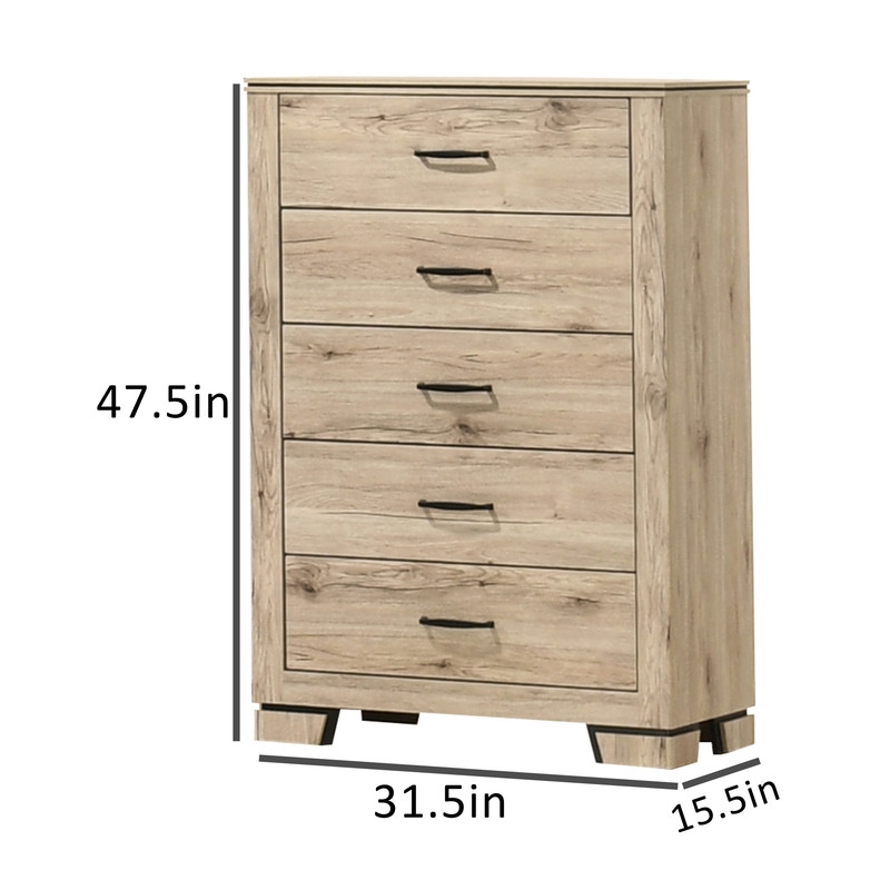 Best Quality Furniture Rustic Light Brown Oak Wood Bedroom Set with LED Lighting