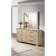 Best Quality Furniture Rustic Light Brown Oak Wood Double Dresser w LED Mirror