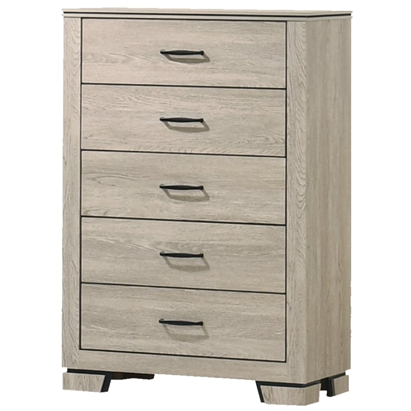 Best Quality Furniture Rustic Gray Beige Oak Wood Vertical Dresser