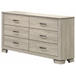 Best Quality Furniture Rustic Gray Beige Oak Wood Double Dresser