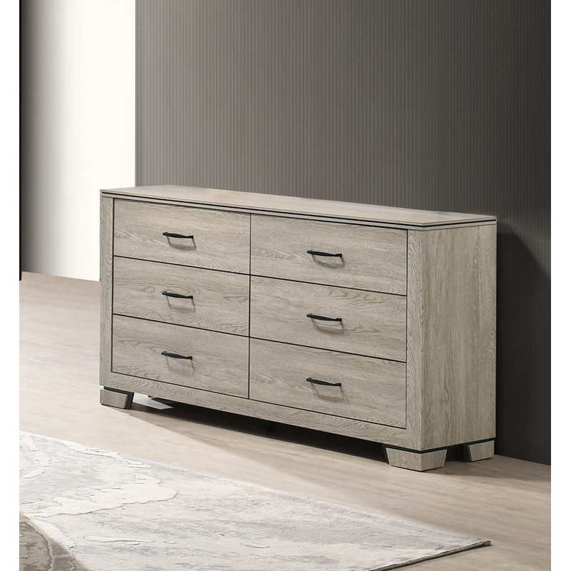 Best Quality Furniture Rustic Gray Beige Oak Wood Double Dresser