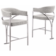 Best Quality Furniture Boucle Fabric Counter Stools with Silver Chrome Iron Base