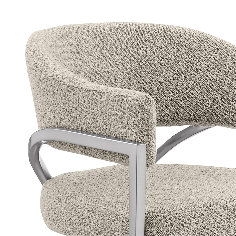 Best Quality Furniture Boucle Fabric Counter Stools with Silver Iron Chrome Base