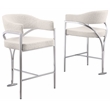 Best Quality Furniture Boucle Fabric Counter Stools with Silver Iron Chrome Base
