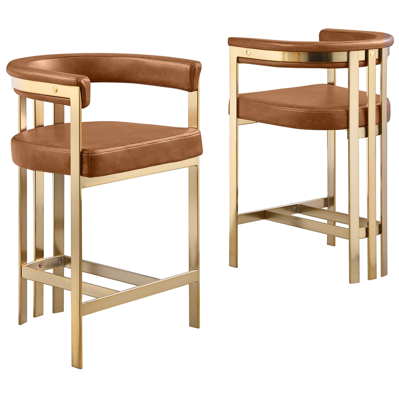Best Quality Furniture Leathaire Counter Stools with Gold Iron Chrome Base