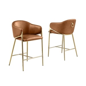 Best Quality Furniture Leathaire Counter Stools with Gold Iron Chrome Base