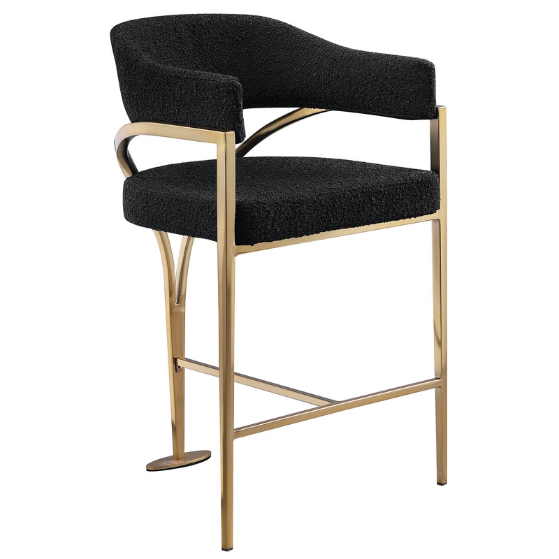Best Quality Furniture Boucle Fabric Bar Stool with Gold Iron Chrome Base