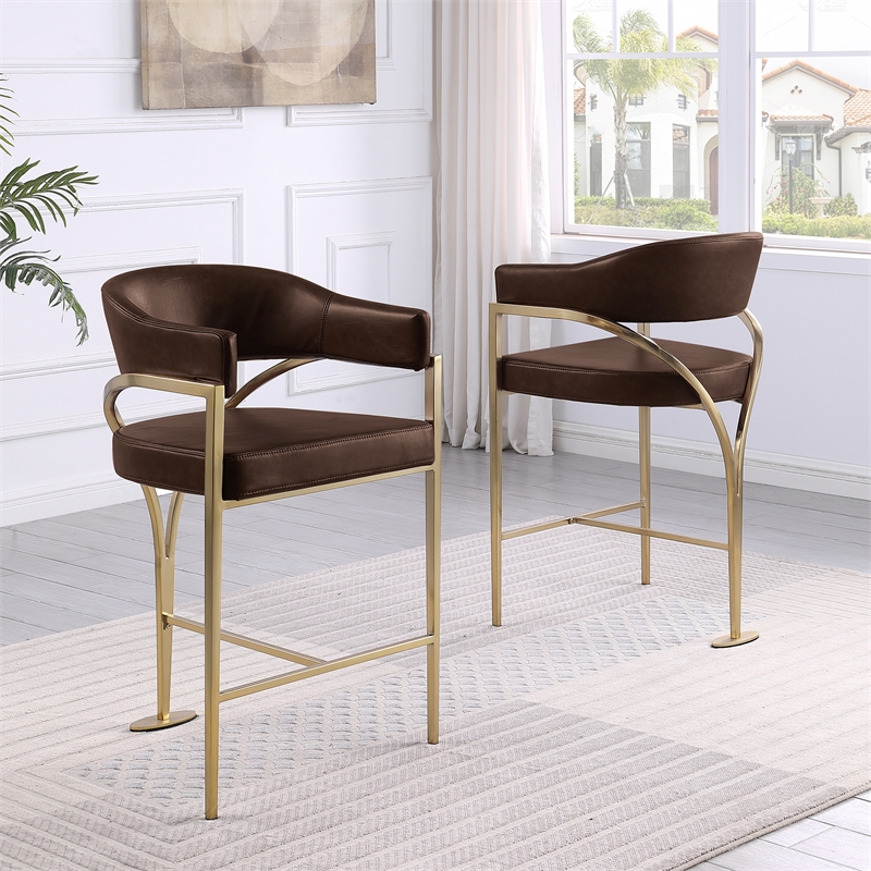 Best Quality Furniture Leathaire Bar Stool with Gold Iron Chrome Base