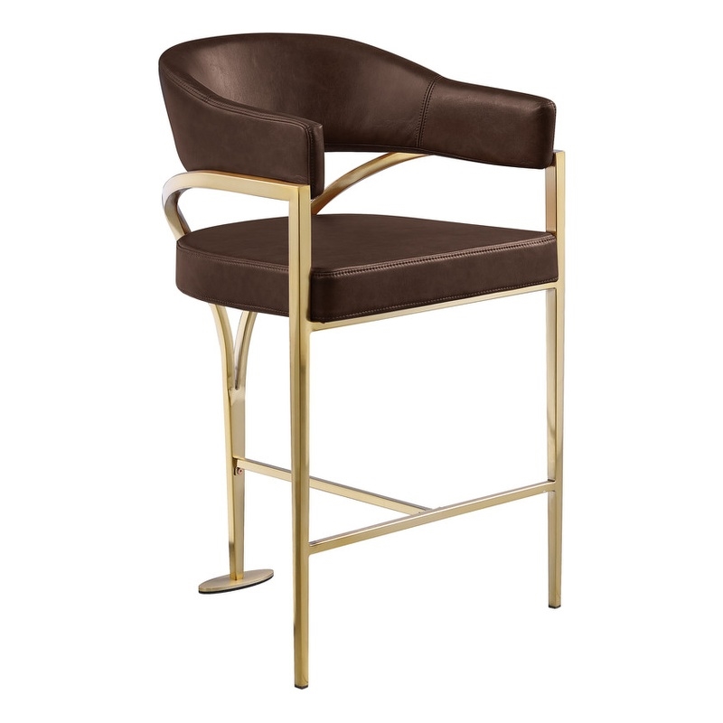 Best Quality Furniture Leathaire Bar Stool with Gold Iron Chrome Base