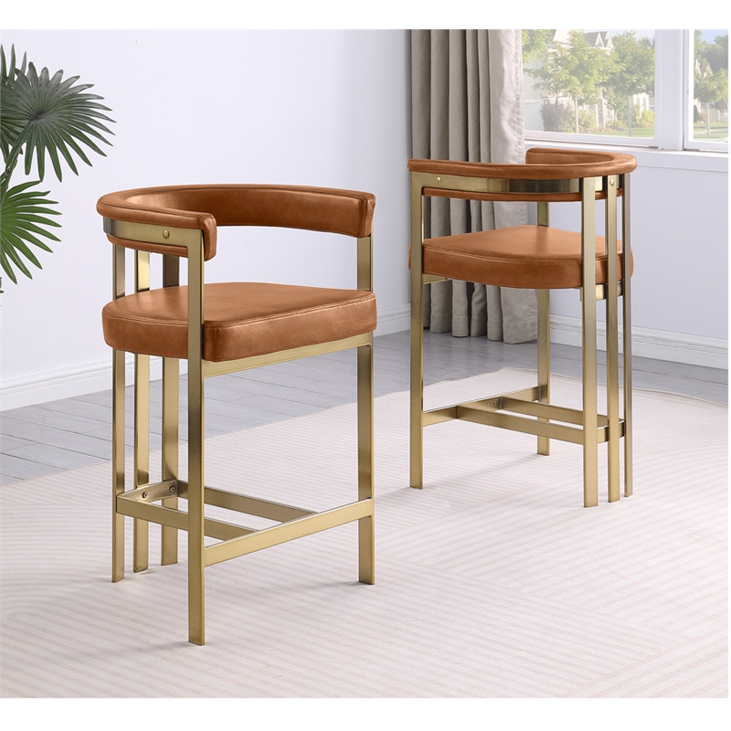 Best Quality Furniture Leathaire Bar Stool with Gold Iron Chrome Base