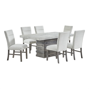 Best Quality Furniture Rustic Modern Gray Wood 7pc Dining Set with Pedestal Base