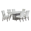 Best Quality Furniture Rustic Modern Gray Wood 7pc Dining Set with Pedestal Base