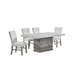Best Quality Furniture Rustic Modern Gray Wood 5pc Dining Set with Pedestal Base