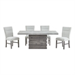 Best Quality Furniture Rustic Modern Gray Wood 5pc Dining Set with Pedestal Base