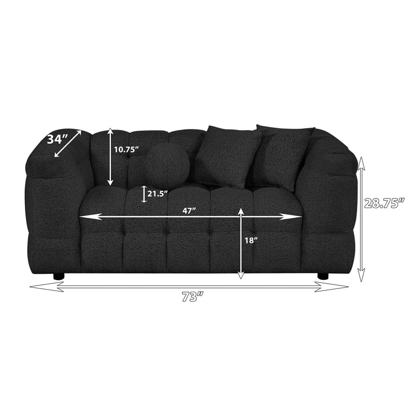 Best Quality Furniture 2pc Sofa & Loveseat Set in Black Boucle Fabric