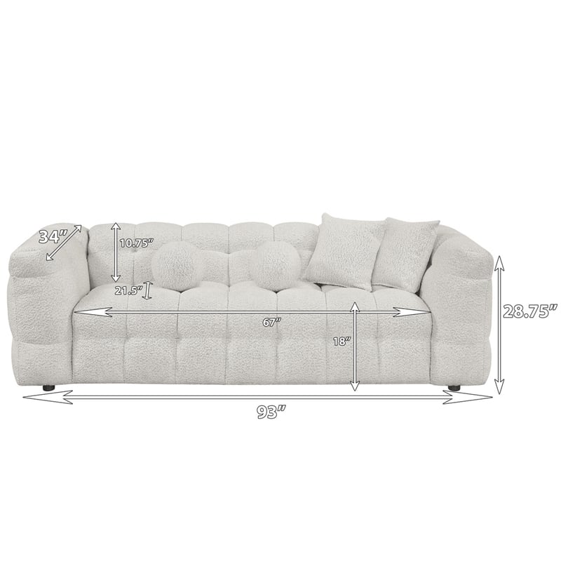 Best Quality Furniture 2pc Sofa & Loveseat Set in Cream Boucle Fabric