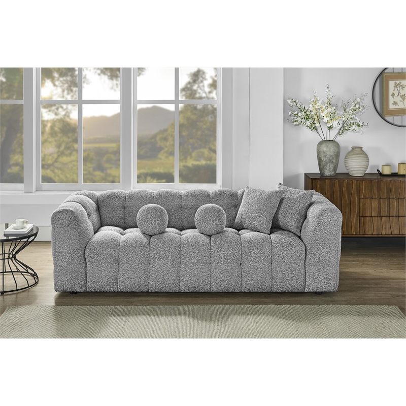 Best Quality Furniture 3 Seater Sofa in Rich Gray Boucle Fabric