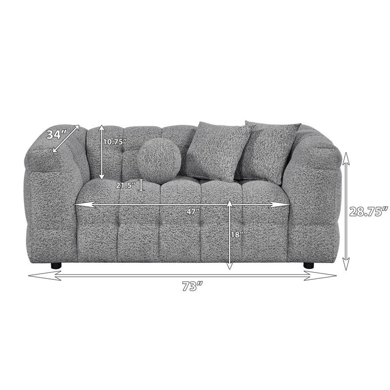 Best Quality Furniture 2 Seater Loveseat in Rich Gray Boucle Fabric
