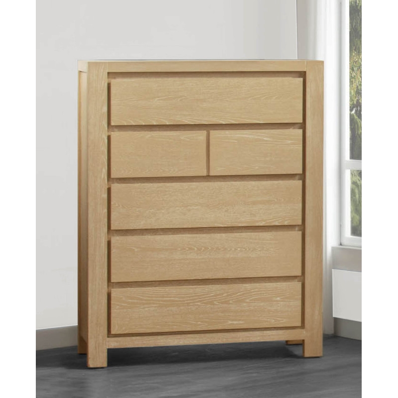 Best Quality Furniture Light Brown Oak Wood 6 Drawer Chest